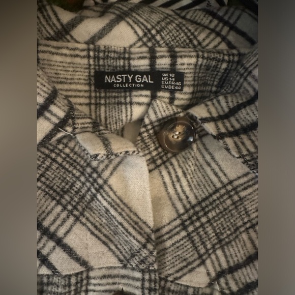 Nasty Gal Black and White Plaid Fringe Shacket - Picture 2 of 4
